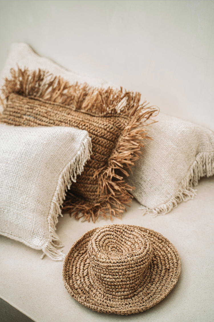 Coussin en raphia naturel 40x40 Bazar Bizar