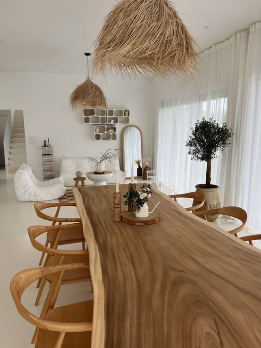 Table de salle à manger en bois brut 250x90-110xh76-78cm