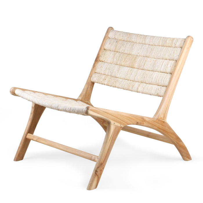 Chaise Lounge abaca et teck - Naturel - HK Living