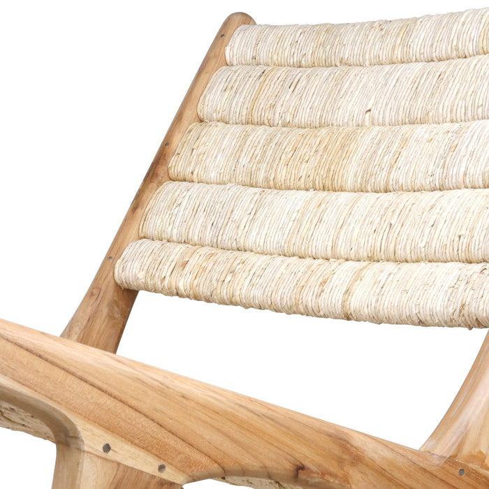 Chaise Lounge abaca et teck - Naturel - HK Living