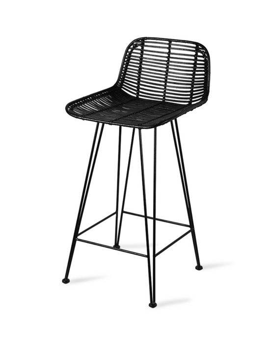 Tabouret de bar en rotin noir - HK Living