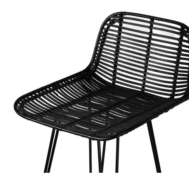 Rattan bar stool black - HK Living