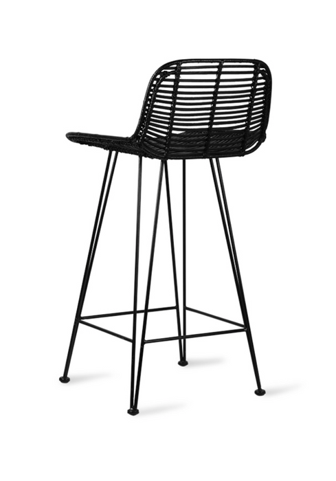 Tabouret de bar en rotin noir - HK Living