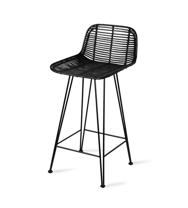 Tabouret de bar en rotin noir - HK Living