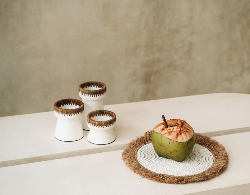 Juego de 3 portavelas - Blanco Natural