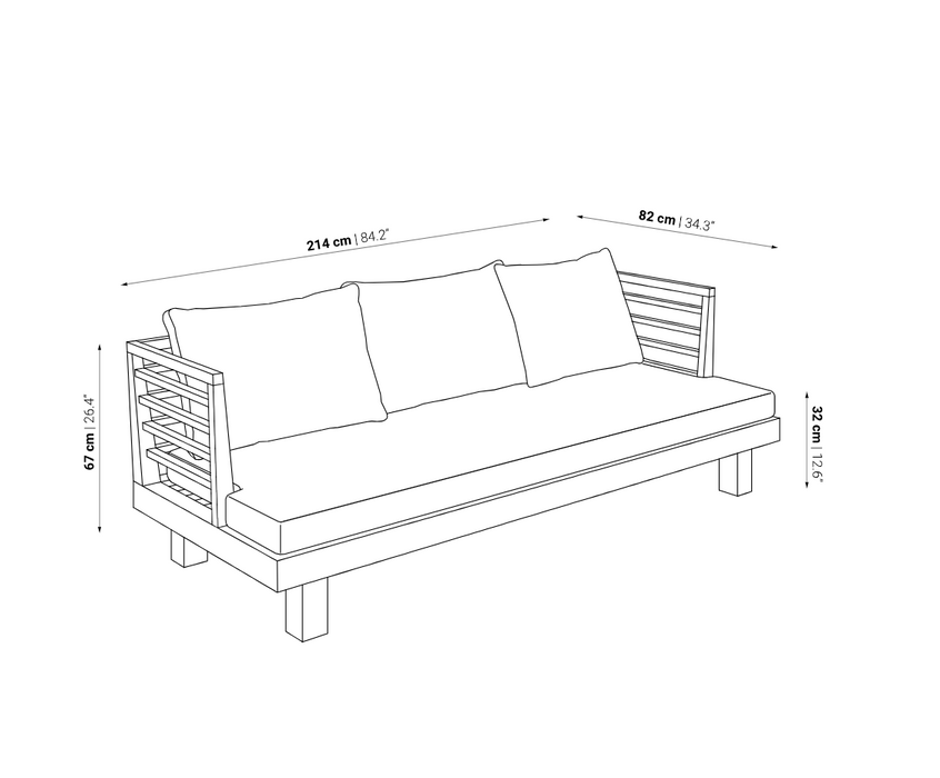 Lounge outdoor sofa STRAUSS White 3 seat Dareels