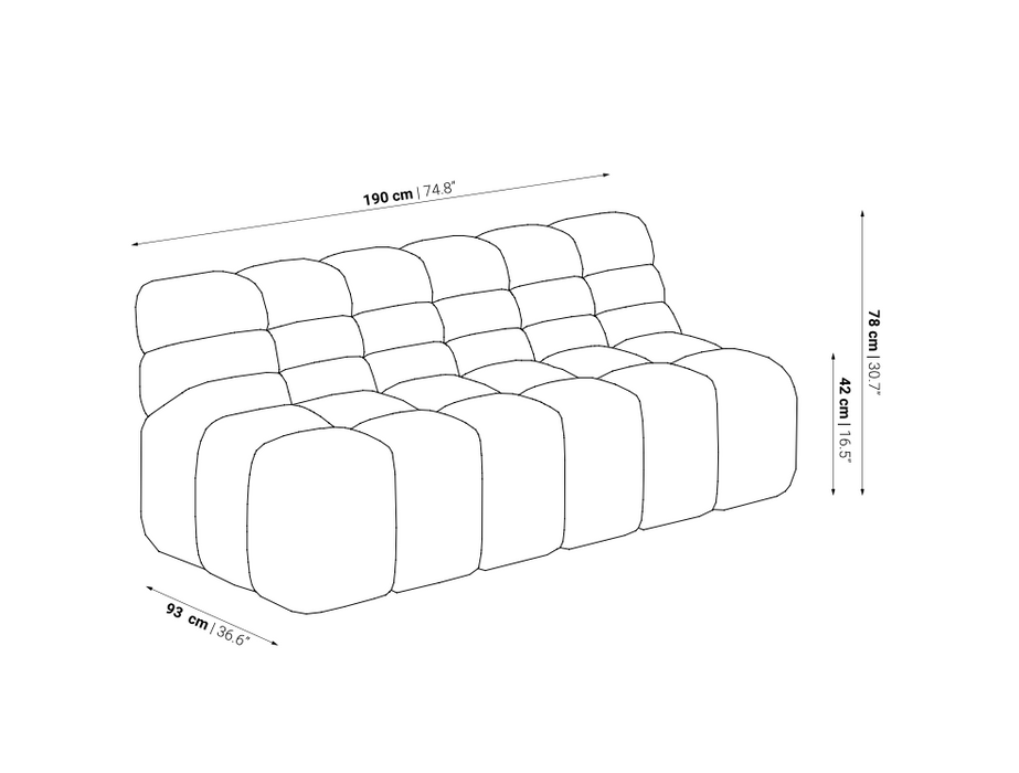 Couch / Sofa CHOPIN - natural - 3PL 190cm - Dareels