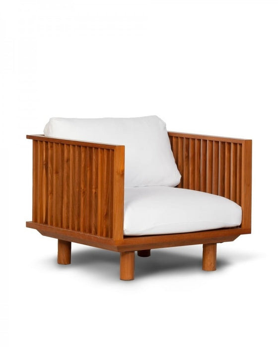 White outdoor sofa armchair TOPRAK Teak 1PL 84cm - Dareels