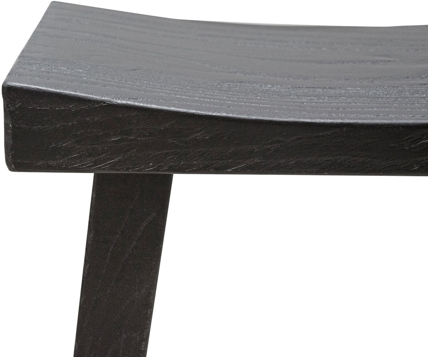 Bar Stool Black - raw wood 51x35xh75cm - unique piece