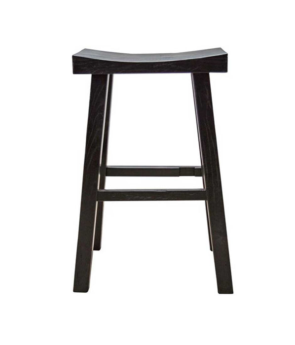 Bar Stool Black - raw wood 51x35xh75cm - unique piece