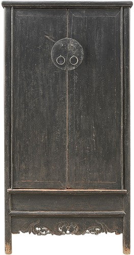 Armoire Ming Vintage bois noir 207x104x54cm Pièce unique