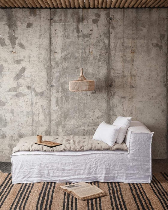 Chaise lounge en lin STROZZI Blanc 190cm Dareels