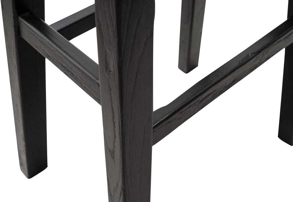 Taburete alto negro - madera de cruda - pieza única