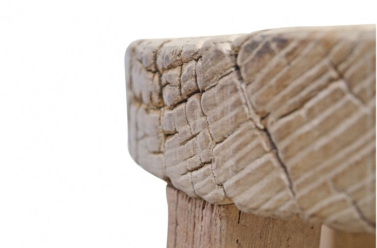 Round Bar Stool Ethnic - raw wood - ø35xh70cm - unique piece