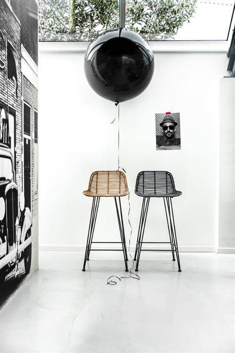 Tabouret de bar en rotin noir - HK Living