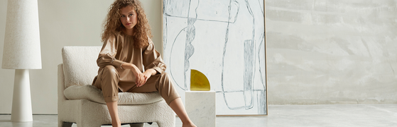 Fauteuil Lounge Retro boucle - crème - HK Living 