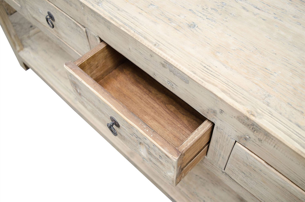 Mesa consola madera cruda 170x45x85cm pieza única