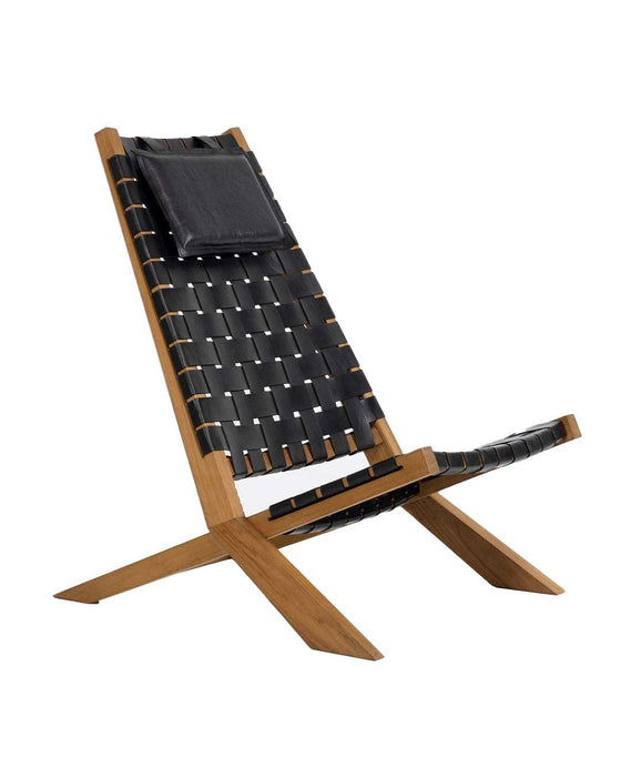 Chaise lounge cuir WAGGAI Noire Dareels