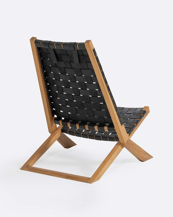 Lounge chair leather WAGGAI Black Dareels