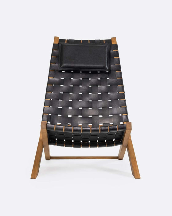 Lounge chair leather WAGGAI Black Dareels