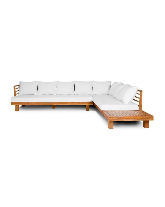 Canapé lounge de jardin STRAUSS Blanc gauche 300x250cm Dareels