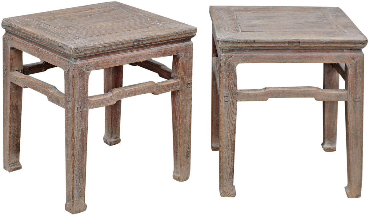 Lot de 2 tables chevet - bois brut - 44x44xh52cm